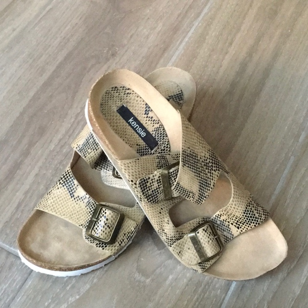 Leather Kensie Python Print Platform Sandals - image 2